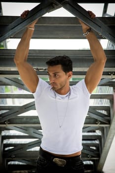 Handsome man outdoor in urban environment