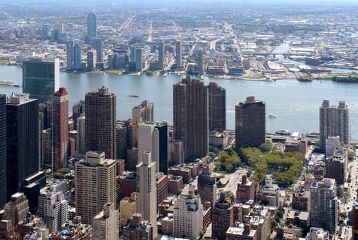 New York City Lower Manhattan Aerial panoramic view, NYC
