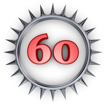 the number sixty in spike ring - 3d rendering