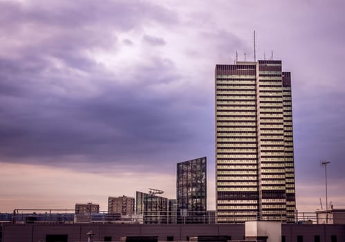 Evening clouds over the City of London, England, UK