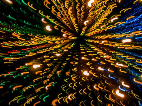 Picture of colorful random abstract light trails bokeh