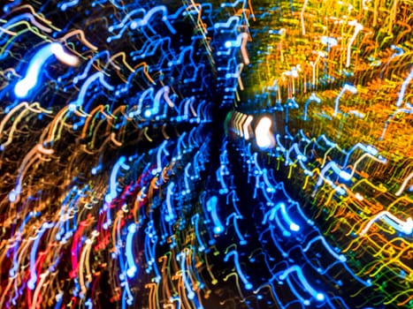 Picture of colorful random abstract light trails bokeh