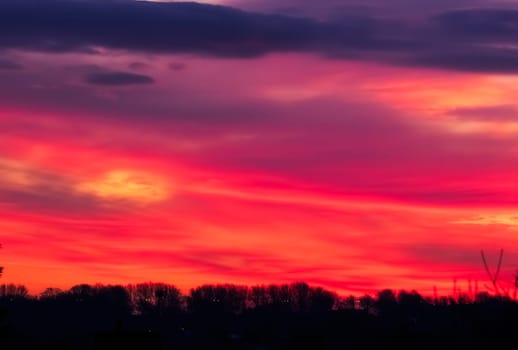 Colorful dramatic cloudy sky at dusk overlay