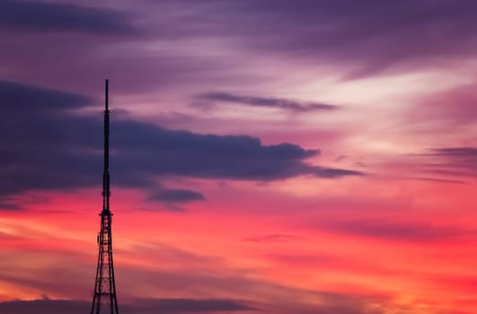 Crystal Palace transmitting station at dusk, Bromley, London, UK