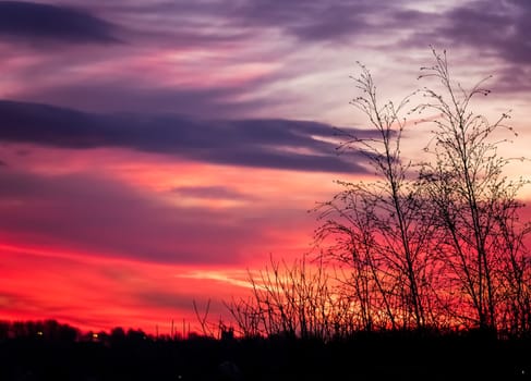 Colorful dramatic cloudy sky at dusk overlay