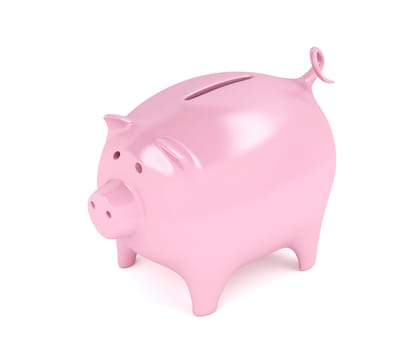 Piggy bank on white background