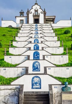 Our Lady of Peace ( Nossa Senhora da Paz ) chapel above the city of Vila Franca do Campo in Sao Miguel, Azores, Portugal