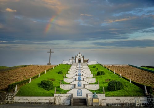 Our Lady of Peace ( Nossa Senhora da Paz ) chapel above the city of Vila Franca do Campo in Sao Miguel, Azores, Portugal