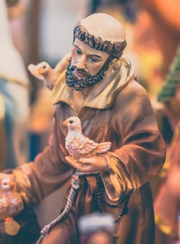 Small stauette of a saint on sale in a shop in Ponta Delgada, Sao Miguel Island, Azores, Portugal