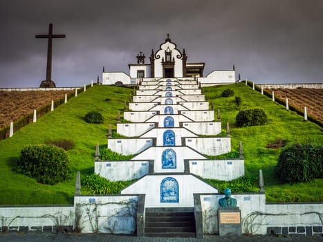 Our Lady of Peace ( Nossa Senhora da Paz ) chapel above the city of Vila Franca do Campo in Sao Miguel, Azores, Portugal