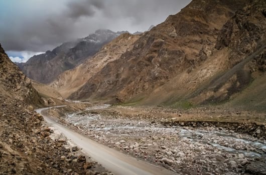 Mountain road through the Western Tibet, China