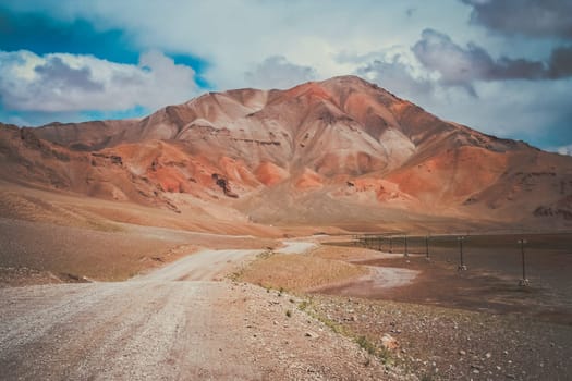 Mountain road through the high central Tibetan plateau, Tibet, China