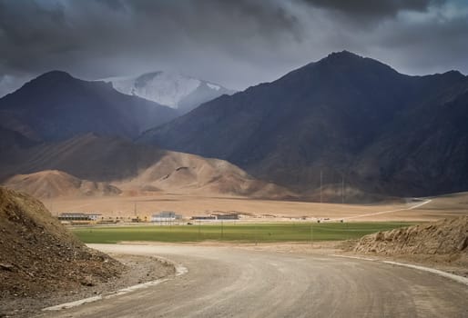 Road leading to the chinese city Rutok located in the Aksai Chin region - one of the two main disputed border areas