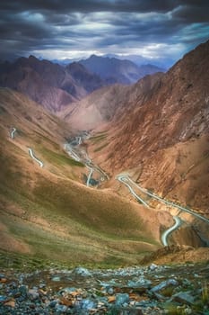 Stunningly beautiful mountain road through the Western Tibet, China