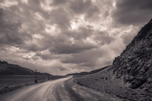 Mountain road through the Western Tibet