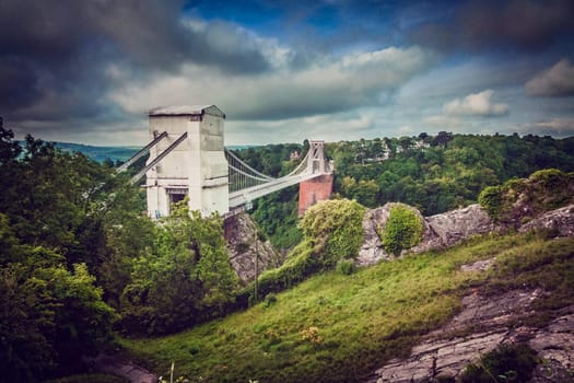Clifton suspension bridge over river Avon in Bristol, England, UK