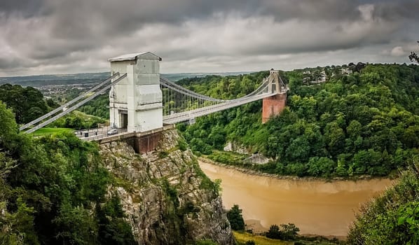 Clifton suspension bridge over river Avon in Bristol, England, UK
