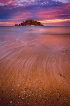 Abbey on top of the hill of St Michaels Mount, Marazion, Cornwall, England
