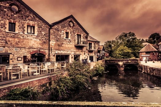 Traditional old buildings in the Exeter Quay, Devon, England, UK