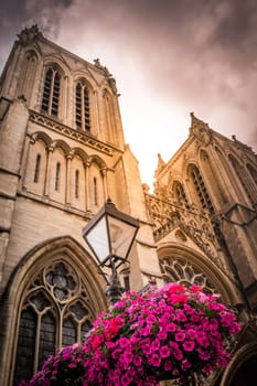 The tower of the Cathedral in Bristol, Somerset, England