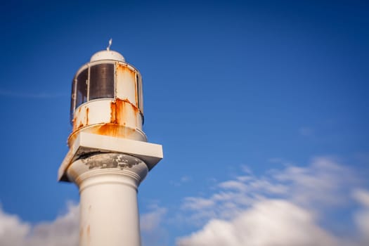 Small lighthouse at the entrance to the Penzance port and harbour