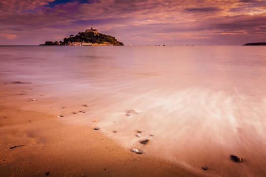 Abbey on top of the hill of St Michaels Mount, Marazion, Cornwall, England