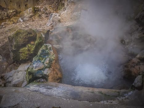 Geothermal hot water hole in Furnas, Sao Miguel, Azores, Portugal