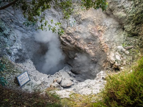 Geothermal hot water hole in Furnas, Sao Miguel, Azores, Portugal