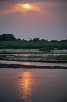 Sunset on the Terai - Nepalese lowlands near Royal Chitwan National Park