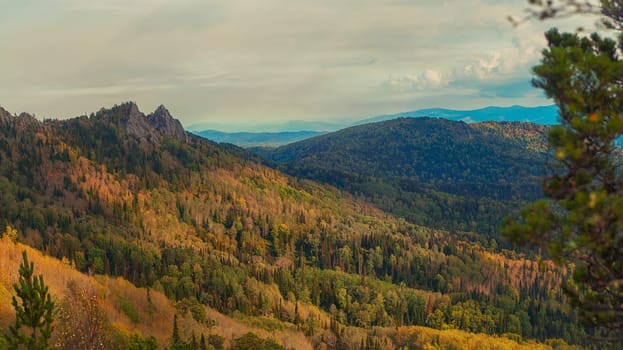 Beauty view in mountains of Altai. Kolyvan range - a mountain range in the north-west of the Altai Mountains, in the Altai Territory of Russia