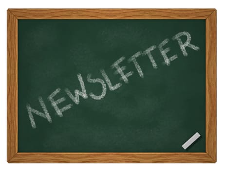 written word newsletter on chalk board - 3d rendering