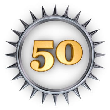 the number fifty in spike ring - 3d rendering