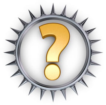 spike ring with question mark - 3d rendering
