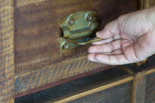 Old wooden box by hand look classic