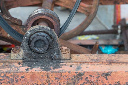 Bearing Housing, Pillow Block Ball Bearing  and pulley old and rusted