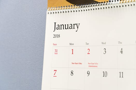 January 2018 text of black with backgruond of white