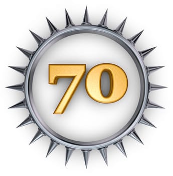 the number seventy in spike ring - 3d rendering