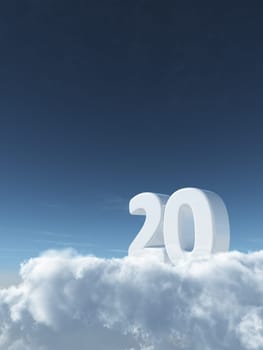 the number twenty on clouds - 3d rendering