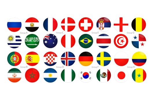 Football Cup in Russia 2018. All countries of the championship