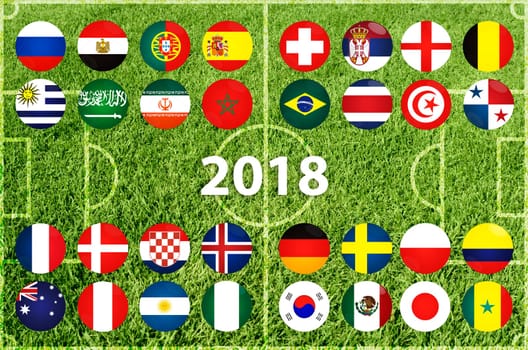 Football Cup in Russia 2018. All countries of the championship