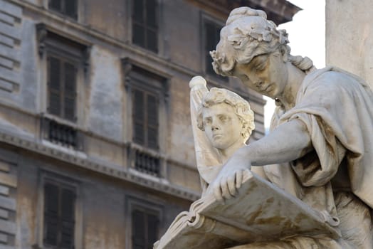 Monument in memory of Marco Mighetti (politician) in a public square in Rome, 1894. Letterio Lio Gangeri 1845-1913)