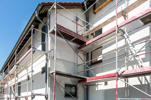 Scaffolding on a public building in detail