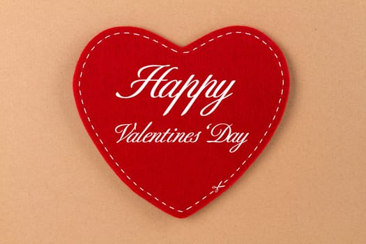 Red heart made of felt with lettering - Happy Valentines Day