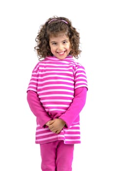 Sweet young girl posing isolated in white