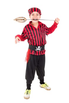 Young boy in pirate costume for Halloween