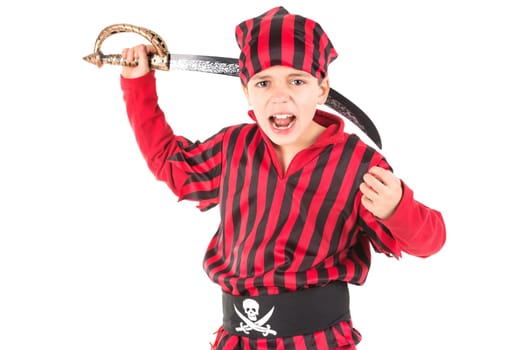 Young boy in pirate costume for Halloween