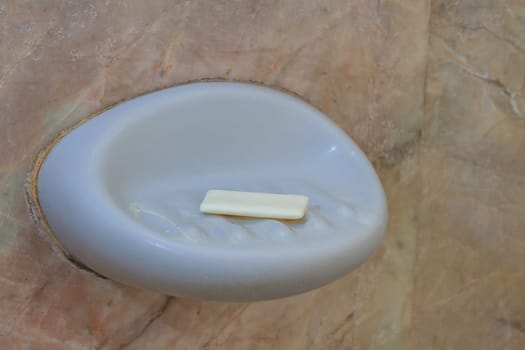 close up Soap in soap dish in bathroom