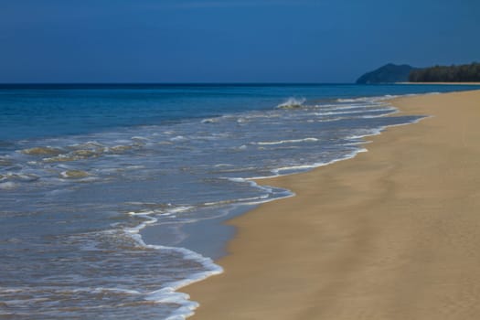 Moving of surf in the sea,Soft wave of the sea on the sandy beach