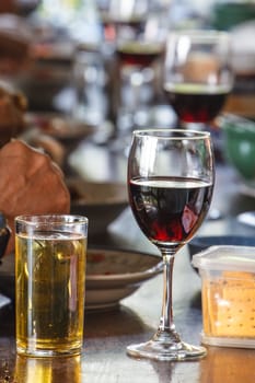 beer and wine on the table, Food Beverage Party Meal Drink Concept