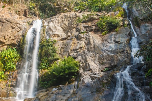 Thor Thip waterfall in thai national park.waterfall in the deep forest on mountain